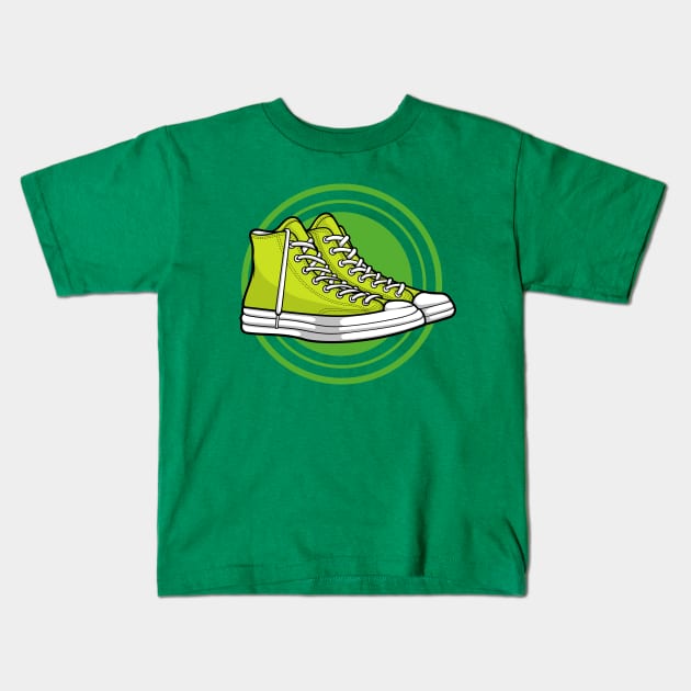 Bright Green Skate Sneaker Kids T-Shirt by milatees